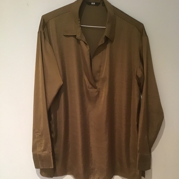 Dark taupe shiny blouse - Picture 1 of 1